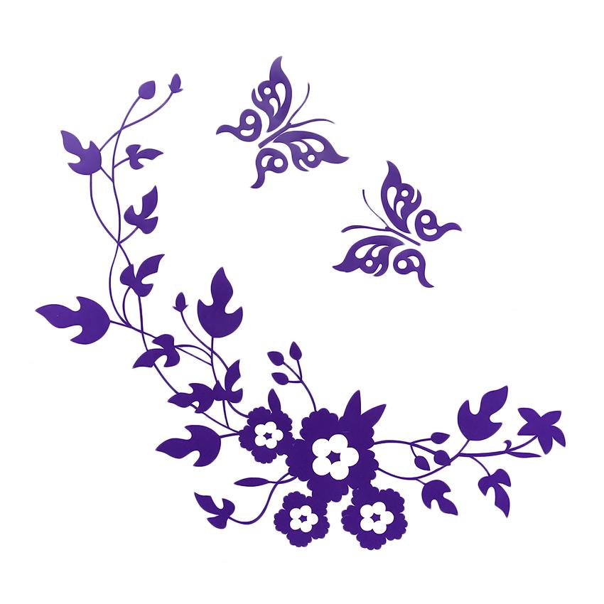 

New Butterfly Flower Bathroom Wall Stickers Home Decoration Wall Decals for Toilet Decorative Sticker Hot Search Home Decoration фіолетовий