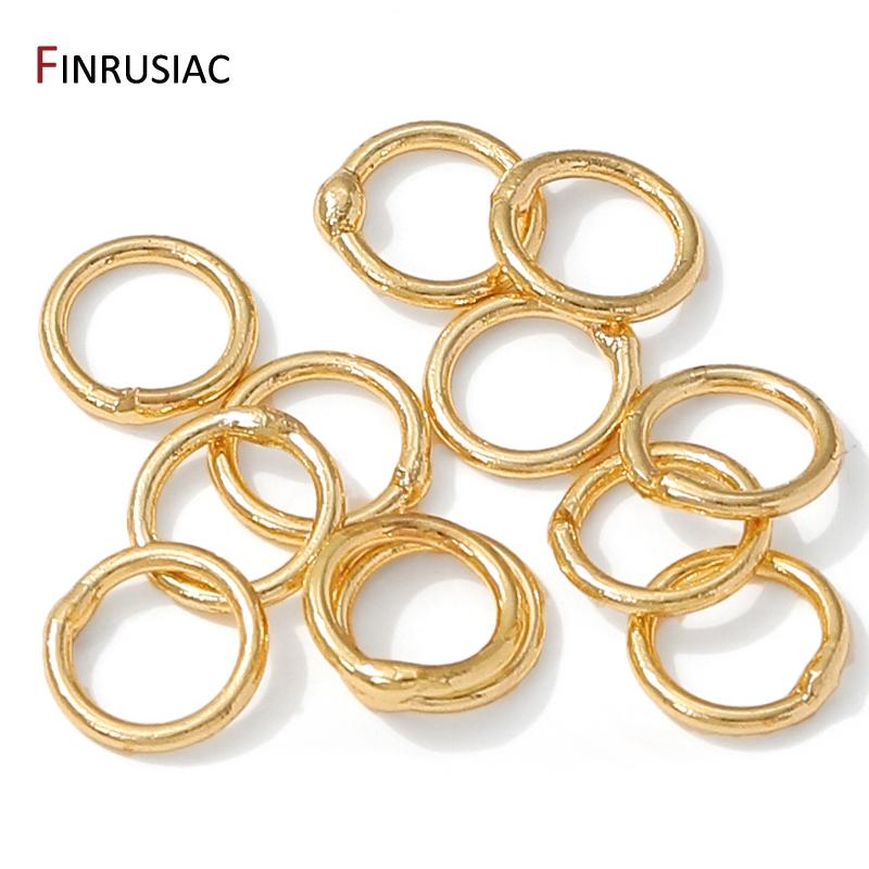 4-8mm 14/18K Gold Plated Brass Solid Closed Jump Ring,Closed Split Rings Connector For DIY Jewelry Making Accessories