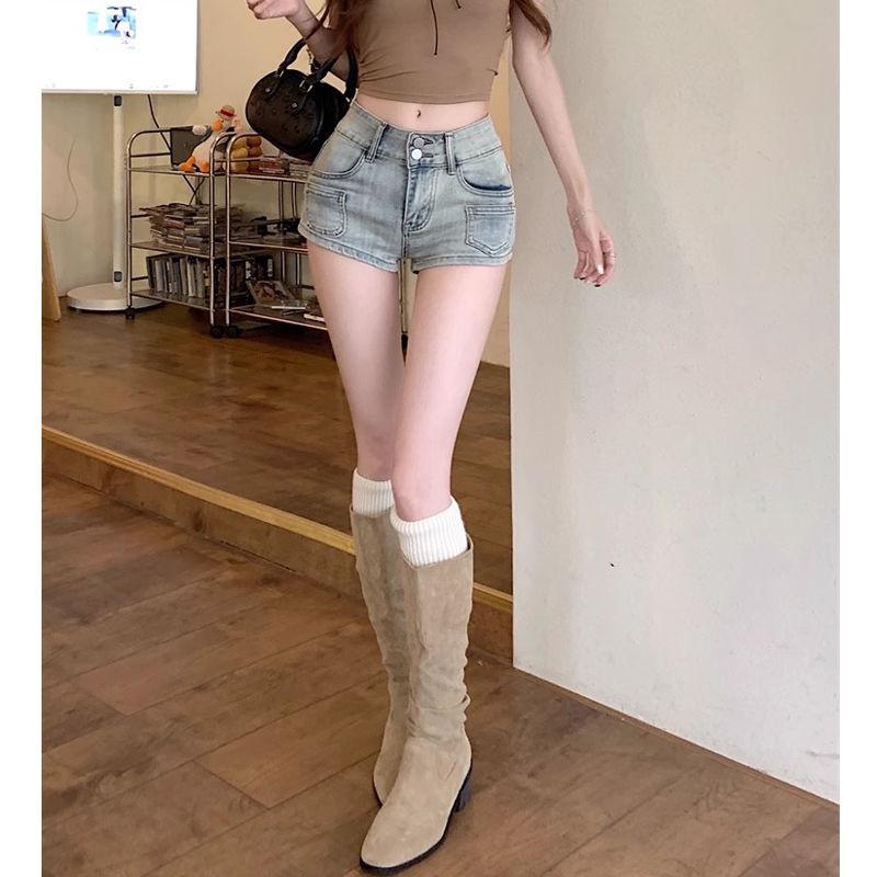 Women's Summer 2025 Retro Low-Rise Denim Shorts: Versatile A-Line Super Short Hot Pants