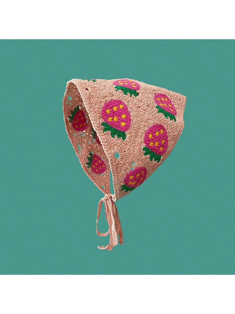 Korean Style Knitted Hollow Hook Flower Triangular Scarf Fashionable And Cute Summer Travel Girl Headband