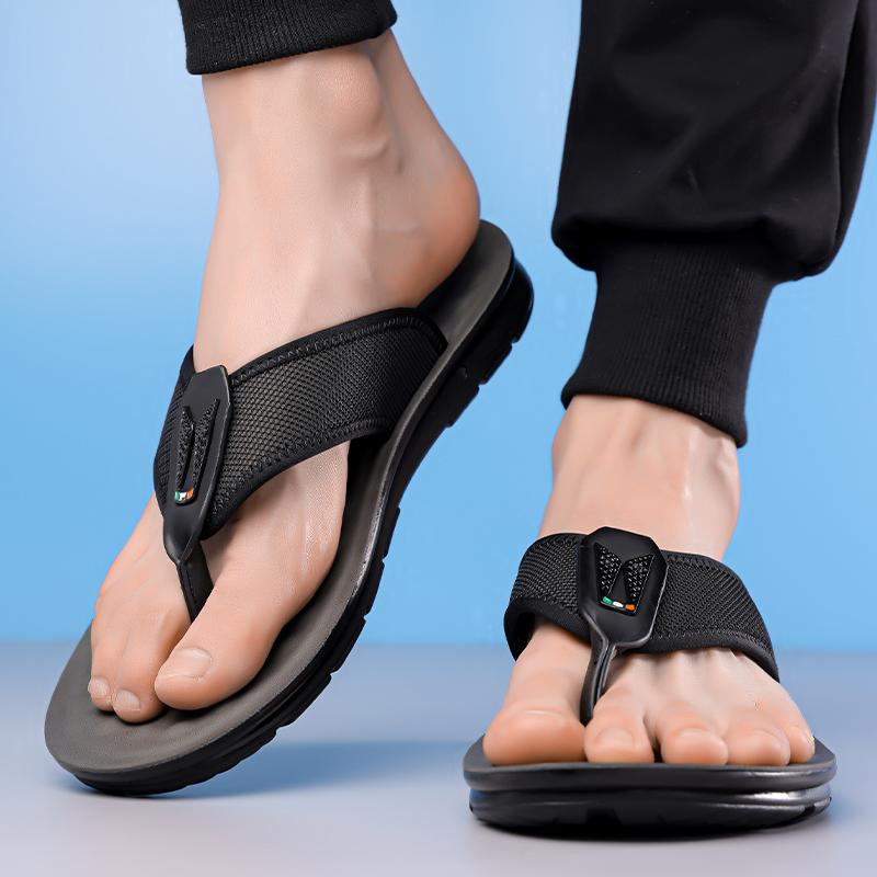 Fashion New Men's Breathable Mesh Flip Flops Soft Sole Comfortable Beach Sandals Lightweight Quick-Dry Slippers for Summer Outdoor Flats