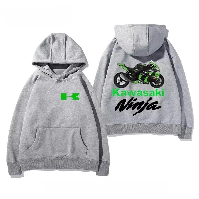 

New Fashionable High Quality Cotton Hooded Sweatshirt with Kawasaki Logo Motorcycle Pattern Hoodie Fashion 3XL
