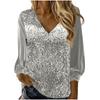 Ladies' Printed Casual And Fashionable Long Sleeved V-neck Top