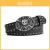 Punk Skull Leather Belt For Men With Metal Snap Closure For Casual Streetwear