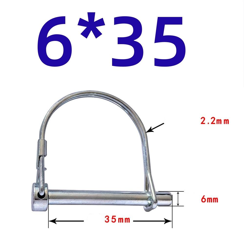 10Pcs Wire Lock Pin, Carbon Steel Shaft Locking Pin, Round Loop Wire Lock Pin for Track Farm Lawn(6*50)