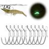 Professional Fishing Hooks 5/10/15/20Pcs Luminous Live Shrimp Hooks, Glow-in-the-dark Fishhook with Barb, High Saltwater Carbon Steel Hook for