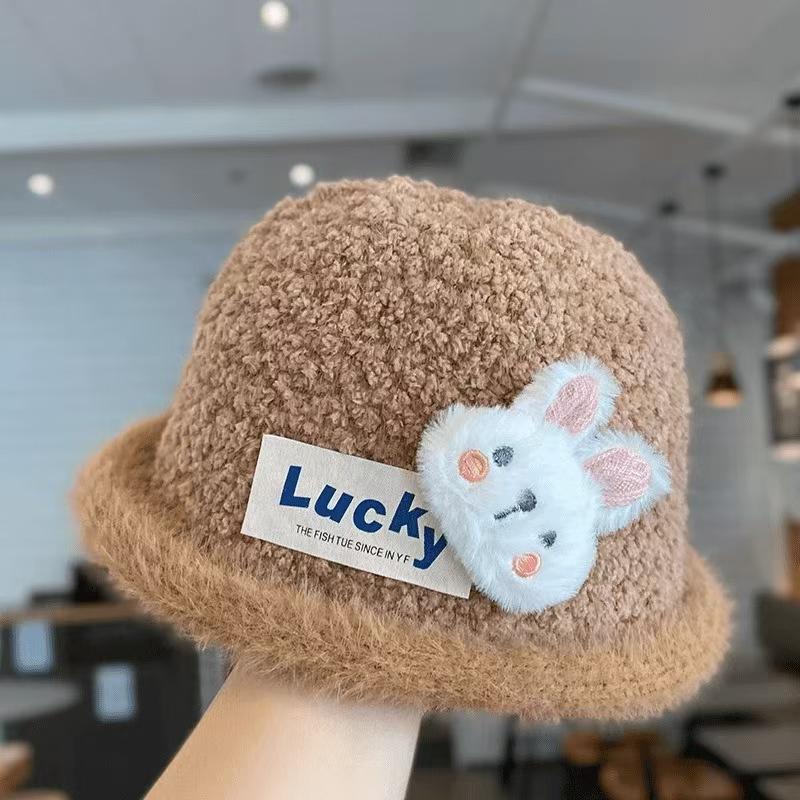 Baby Girls Winter Hat Korean Cute Warm Windproof Toddler Hat Khaki