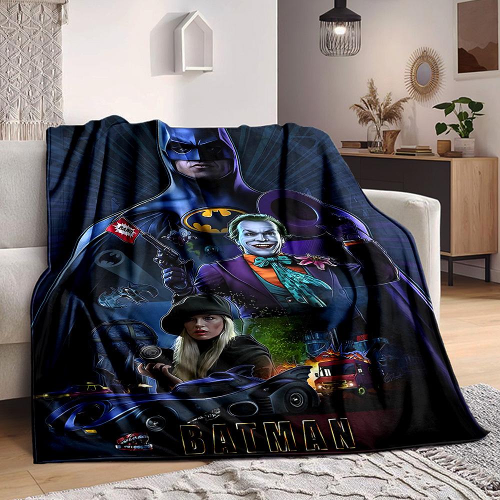1pc Batman Joker Flannel Throw Blanket - HD Printed Lightweight Soft Warm All-Season Blanket for Sofa, Bed, Travel, Camping 076