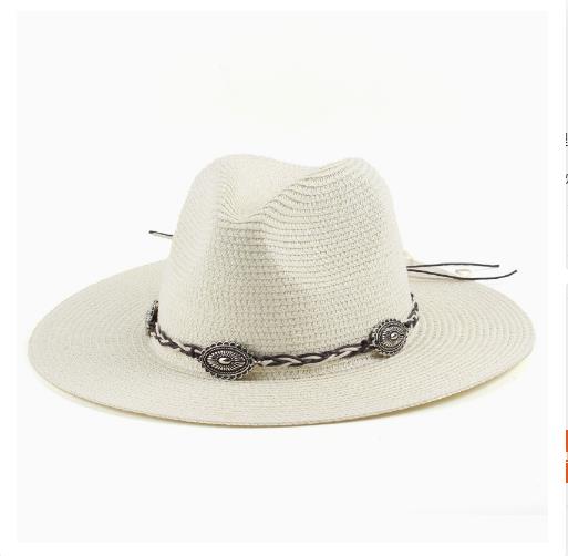 Ethnic Panama Hat Women Men Breathable Wide Brim Straw Sun Protection Beach Caps England Style Church Sombrero Hombre Caps