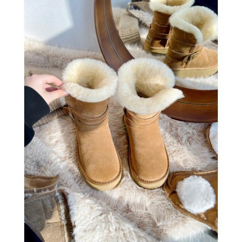 

Мода 2024 года, зима, новая однотонная матовая кожа с толстым бархатом для удобной верхней одежды, женские зимние ботинки Fury, голые ботинки для 40 коричневый