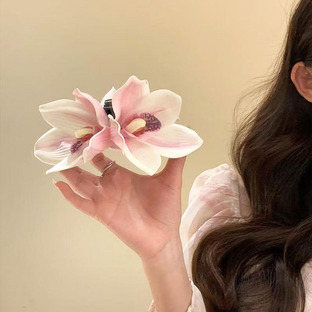 1pc Bohemian Large Elegant Orchid Grabber Clip, Flower Side Clip Seaside Resort Style Fashion Hair Grab