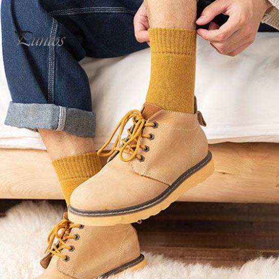 Thick Mid-calf Socks 1 Pair Unisex Knitted Mid-tube Plush Soft Warm Lady Sweat Absorption No Odor Anti-slip Elastic Casual Floor Versatile Cold
