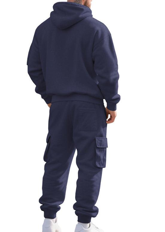 Men's 2025 Autumn/Winter Casual Multi-Pocket Half-Zip Hoodie and Sweatpants Set