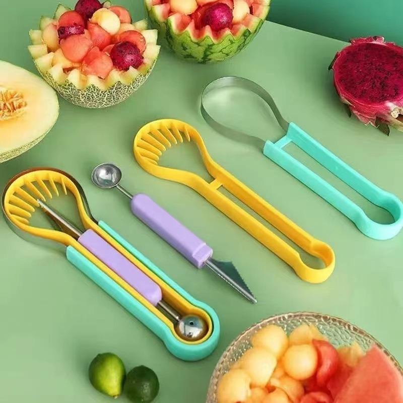 1PC Multifunctional Fruit Digging Ball Spoon Stainless Steel Watermelon Digging Ball Spoon Double Head Melon Fruit Carving Tool