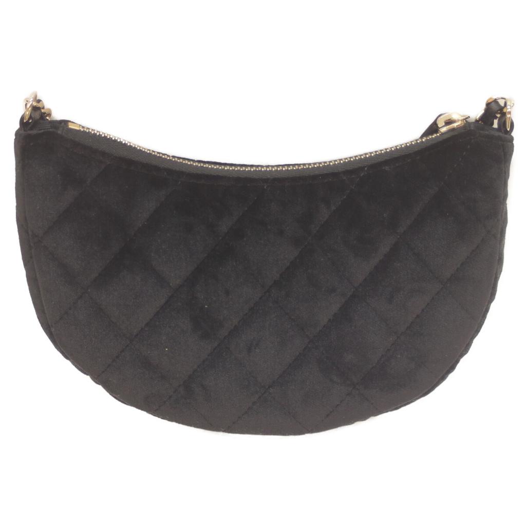 Chanel 24th Year Gift Black Velour Half Moon Chen Shoulder Bag Shoulder Bag blackUsed