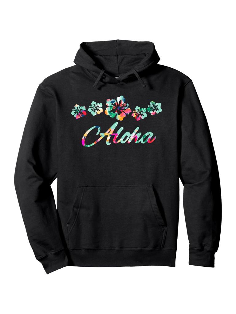 Hawaiian Aloha Surfing hoodie - Vibrant Hibiscus & Palm Tree Print