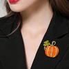 Sparkling Rhinestone Pumpkin Brooch, Enamel Coating Zinc Alloy Material for Halloween and Casual Decoration