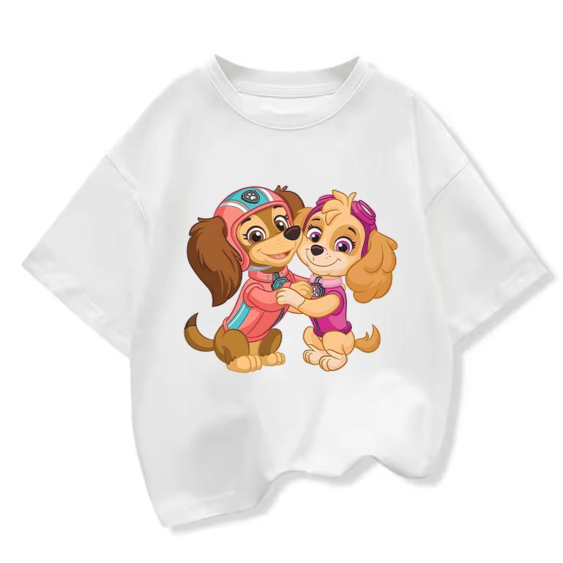 Summer Cartoon cute Skye Print T-Shirt for girls Casual Round Neck Short Sleeve Design Perfect for Toddlers Everyday Wear Holidays