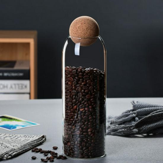 High Borosilicate Glass Storage Jar with Cork Stopper for Grains, Tea, and More