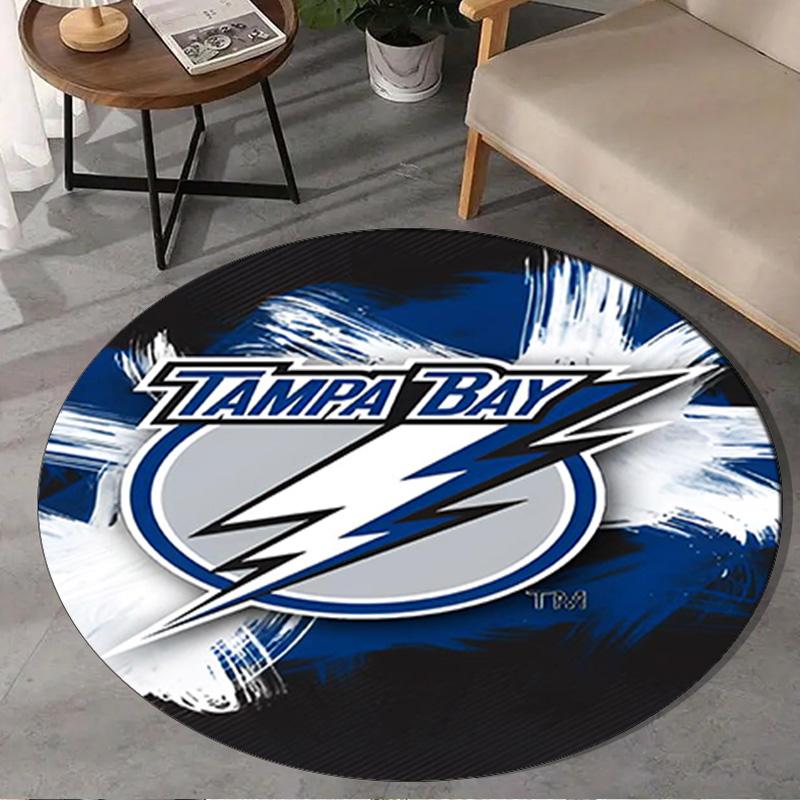 1PC Tampa Bay Hockey Round Rug, Non-slip Chair Mat, Home Decor, Circle Carpet Perfect for Office, Bedroom, Living Room,Christmas gift