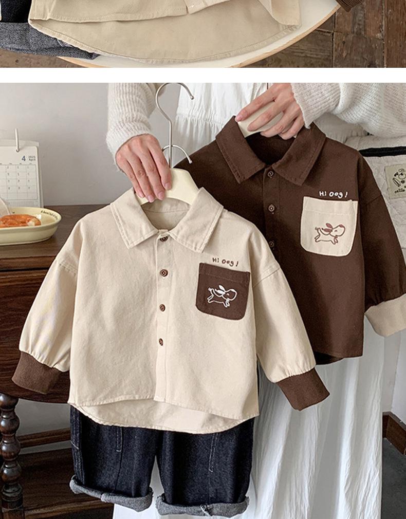 Boys' Autumn 2025 Fashionable Outing Baby Shirt Set for Spring/Autumn Season