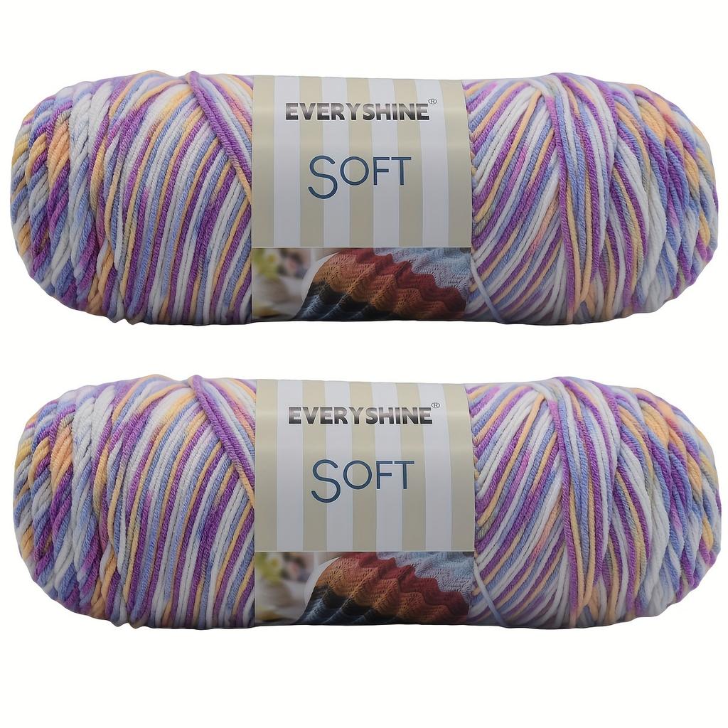 Soft Acrylic Yarn 2-Pack 190 g/pc 5Ply Medium Weight  Multicolor Yarn for Knitting, Crochet & Crafts - Ideal for Sweaters