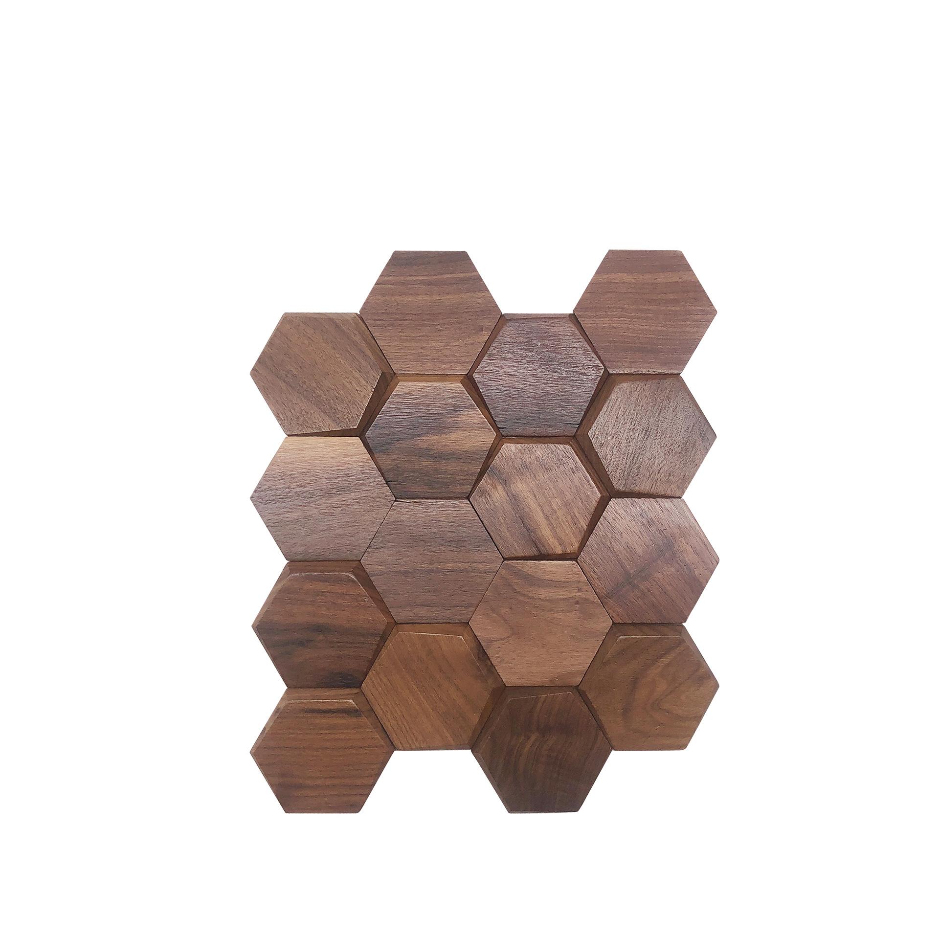 Black Walnut Hexagon 3D Stereo Mosaic