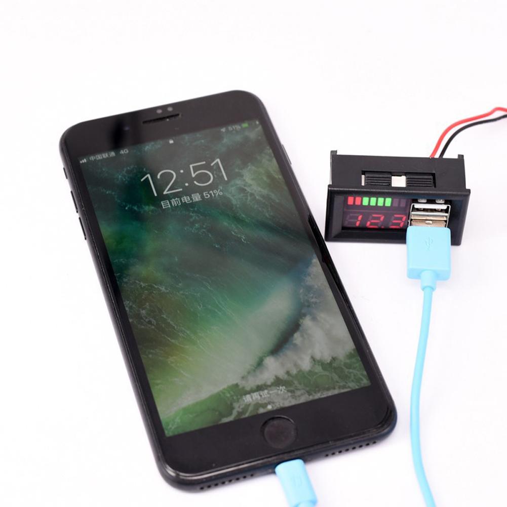 12V Car Voltmeter Dual USB Output Battery Capacity Indicator 5V 2A Power Tester for Truck Motorcycle Lithium Lead Acid Battery