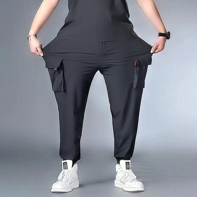 Fashion Large Size Men's Jogging Trousers Men's Casual Trousers Summer Thin Section Drawstring Loose Large Size Sweatpants