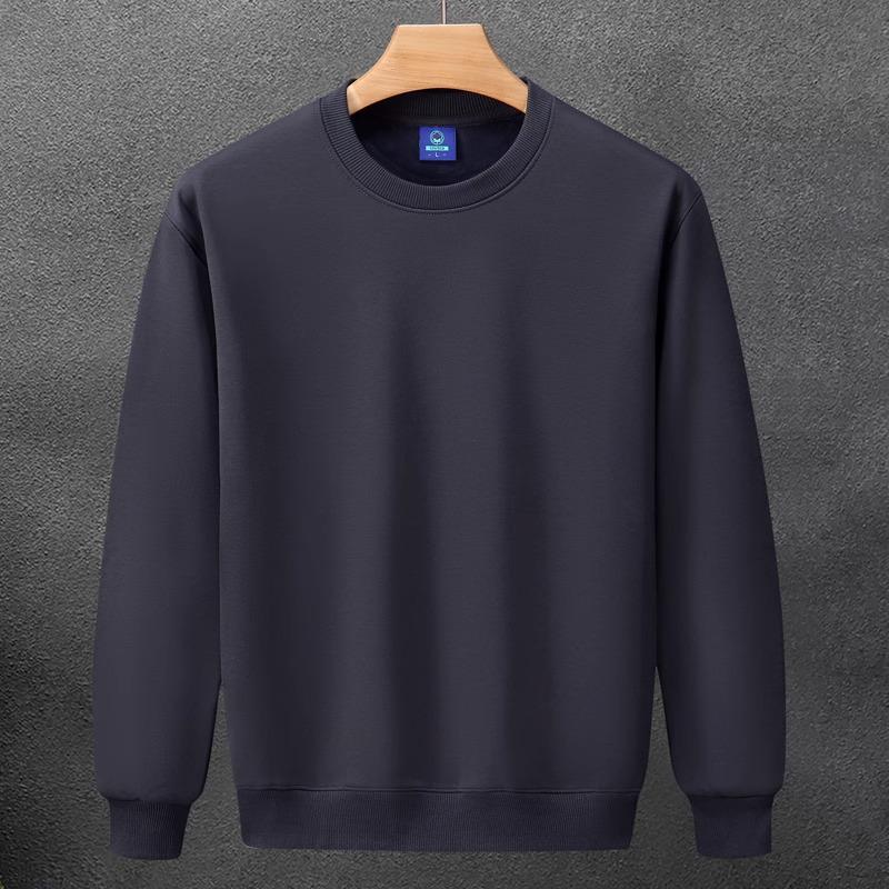 Men's 320g Heavyweight Drop Shoulder Crew Neck Sweatshirt, Autumn/Winter, Solid Color Cotton Pullover, Long Sleeve, Trendy Design