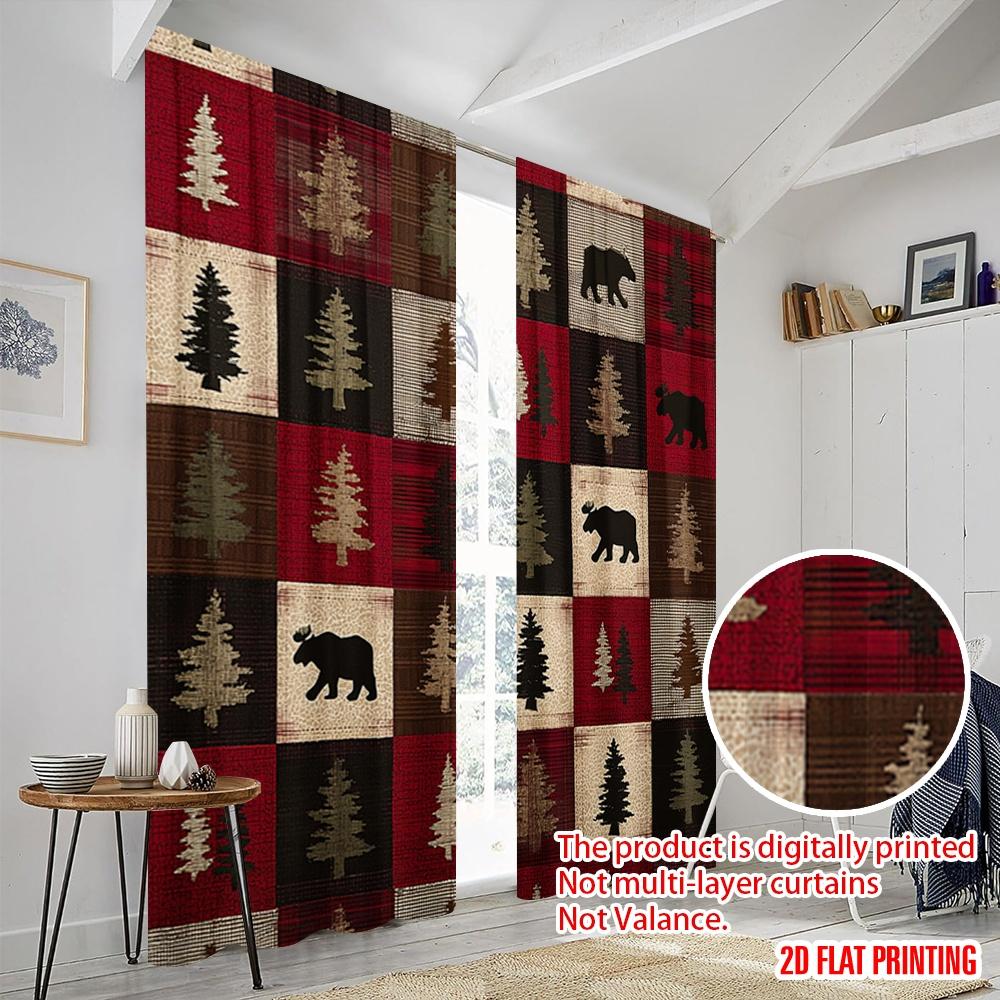 2 Stück, 2D-Ebene Druck Minimalistische Vorhänge Hirsch und Bär Vielseitig Langlebig Polyester (ohne Stange) Dekorationen Innen Perfekt