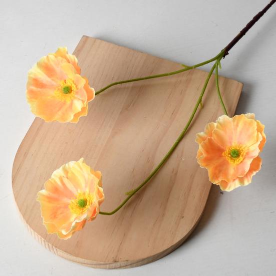 3 Heads Full Blooms Artificial Flower Real Touch Fake Silk Flower Branch with Long Stem for Home Kitchen Party Table Centerpiece