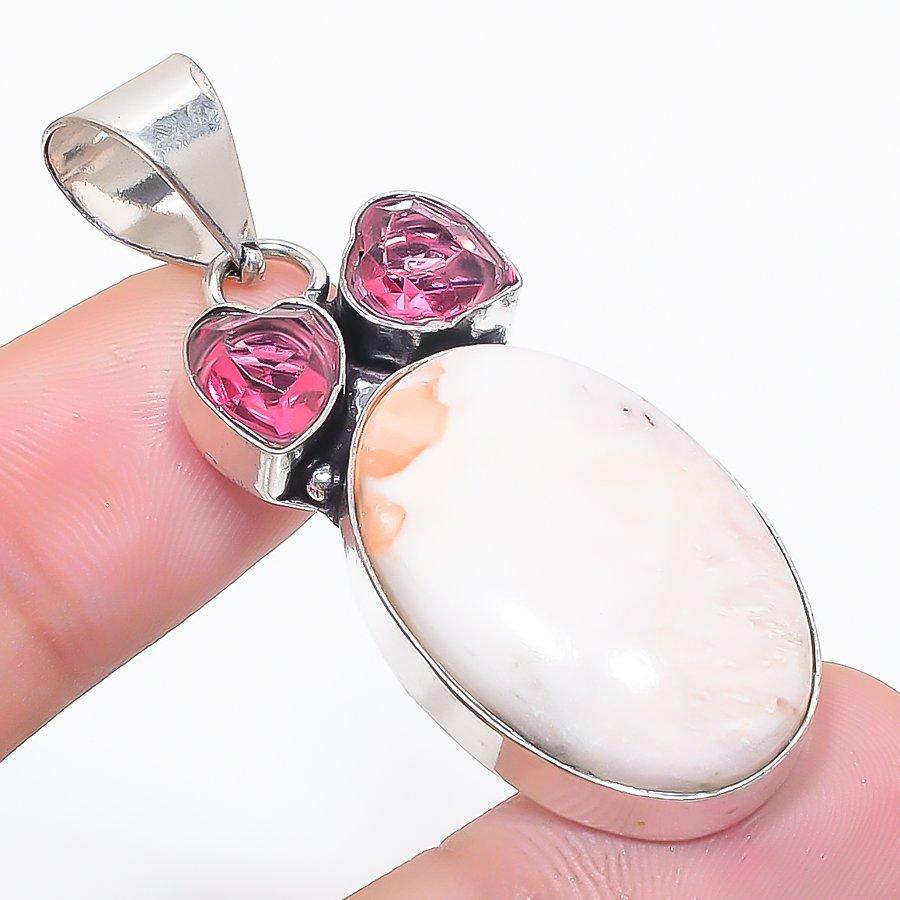 

Натуральный сколецит, рубиллит, ювелирная подвеска из стерлингового серебра 925 пробы 2,01 G8v63