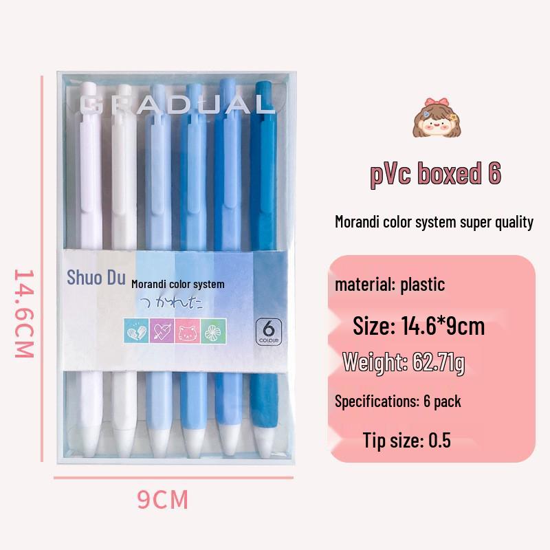 Morandi Color Quick-Dry Ballpoint Pen Set - High-Value Student Neutral Pen in Black
