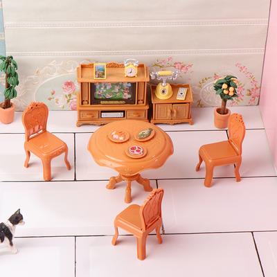 1:12 Dollhouse Miniature Dining Table Chair Sofa Tea Table Tv Cabinet Set Model Doll Furniture Decor Micro Scene Prop Toy