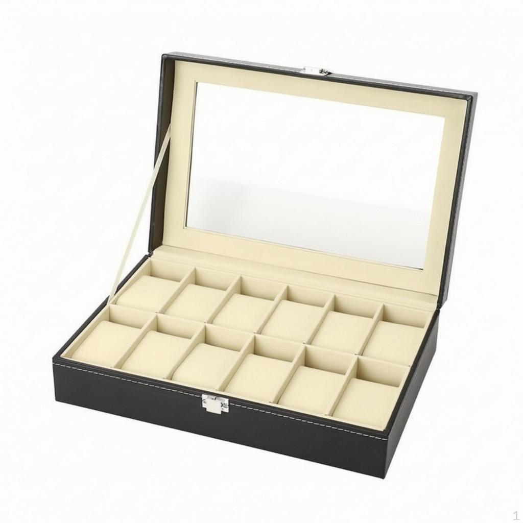 Uhr Ausstellungsbox PU-Leder Organizer mit Fenster Staubdicht Schmuckteiler für