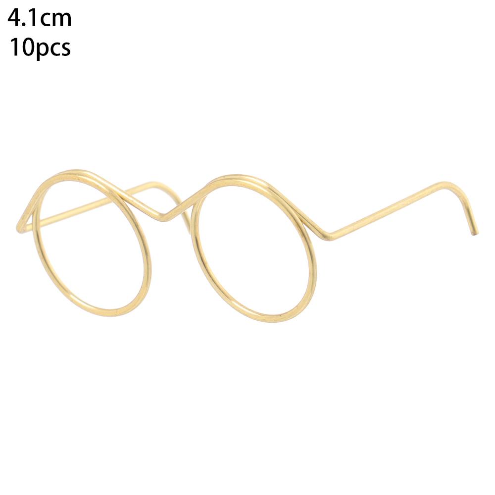 10Pcs Retro Doll Glasses Metal Round Frame Lensless Eyewear Toy Miniature Eyeglasses Diy Doll Dressing Accessories Spectacles