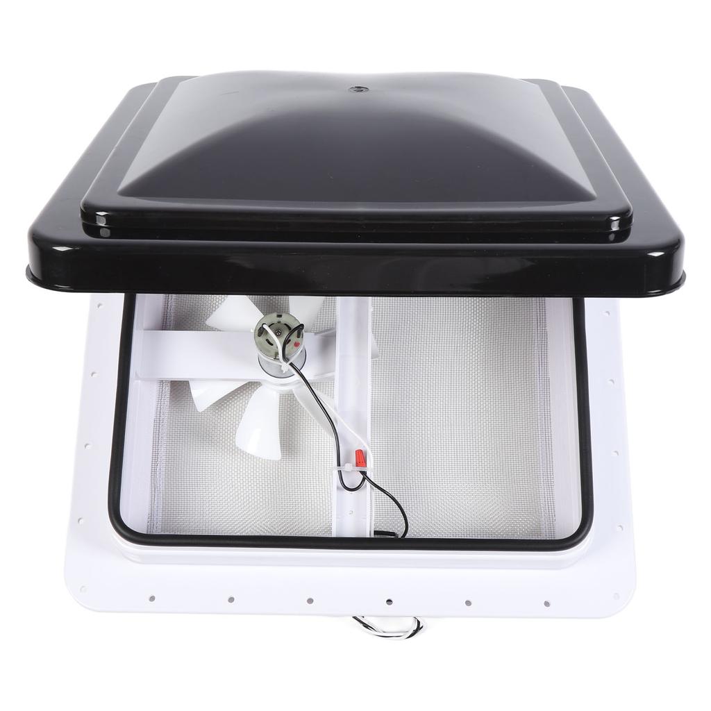 14in RV Roof Vent Fan with DC12V Motor Sun Resistant 6 Inch Blade Black Cover for Trailers Motorhomes