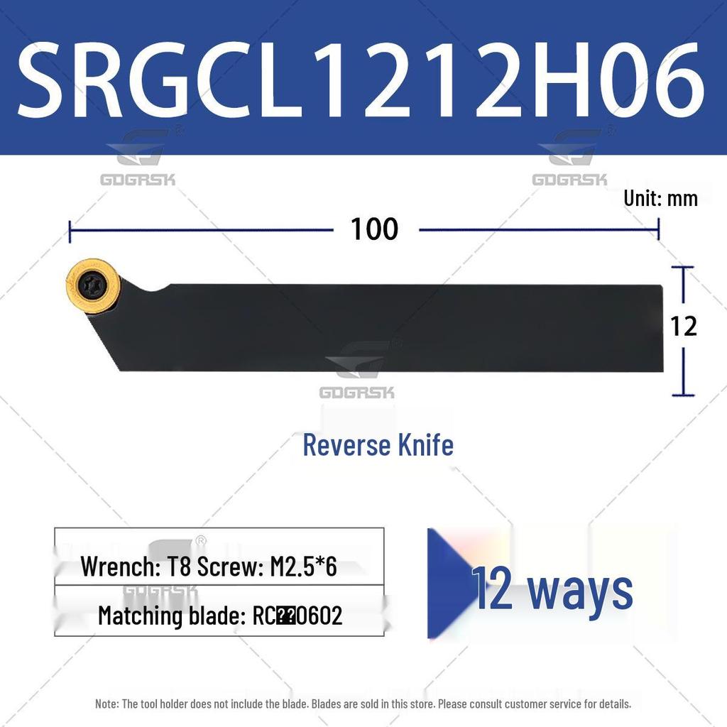 CNC Lathe Tool Holder for External Threading with Round Insert, Models SRGCR1616H06 & SRGCL2525M08