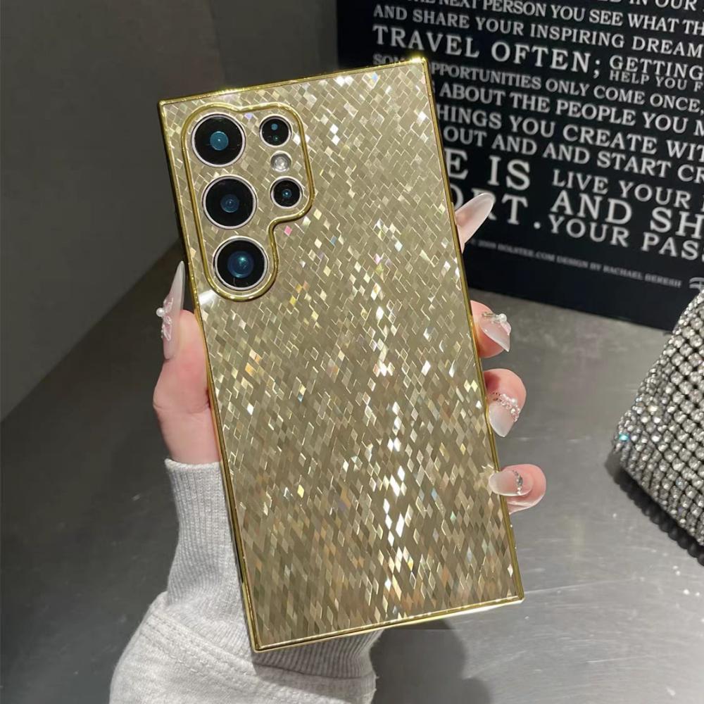 Luxury Full Glitter Diamond Plating Case For Samsung Galaxy S24 S23 Ultra Plus Shockproof Bumper Bling Shiny Hard PC Case Cover