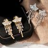 18k Gold Plated Star Tassel Zirconia Ear Clip Earrings: Fashionable and Elegant Design for Women