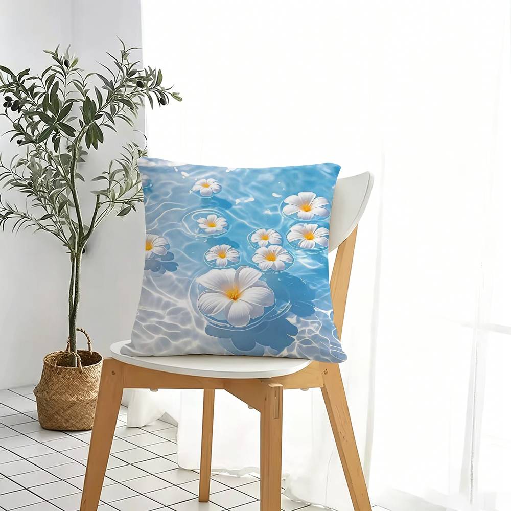 Fresh Ocean Shells Pillow Case Square DoubleSided Sofa Cushion Cover Bedroom Bedside Pillow Gift