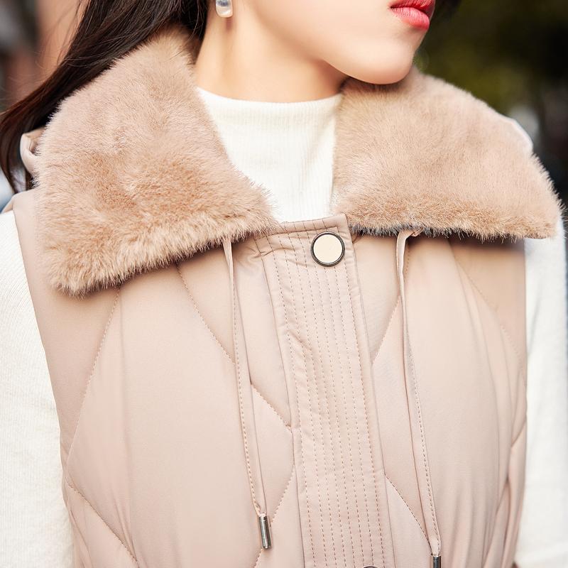 Fashion Winter Coat Female Warm Long Vest Hooded Elegant Fur Collar Thick Sleeveless Parka