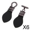 6x1 Pair PU Leather Toggle Buttons with Metal Hook Coat Fastener DIY Silver