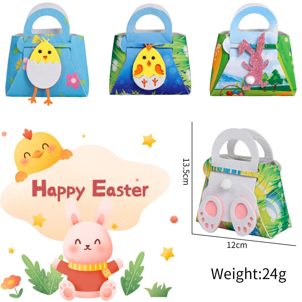 Delightful Easter Felt Carry Bags With Bunny And Chick Patterns Ideal For Candy And Gift Storage