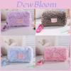 Leopard Print Plush Makeup Bag With Foldable Design For Travel And Storage