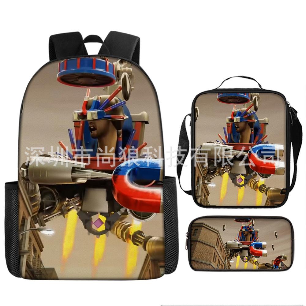Titan Klok Man Schooltas Monitor Oorlogen Toilet Man Rugzak Tv Audio Man Rugzak Jongens Tas
