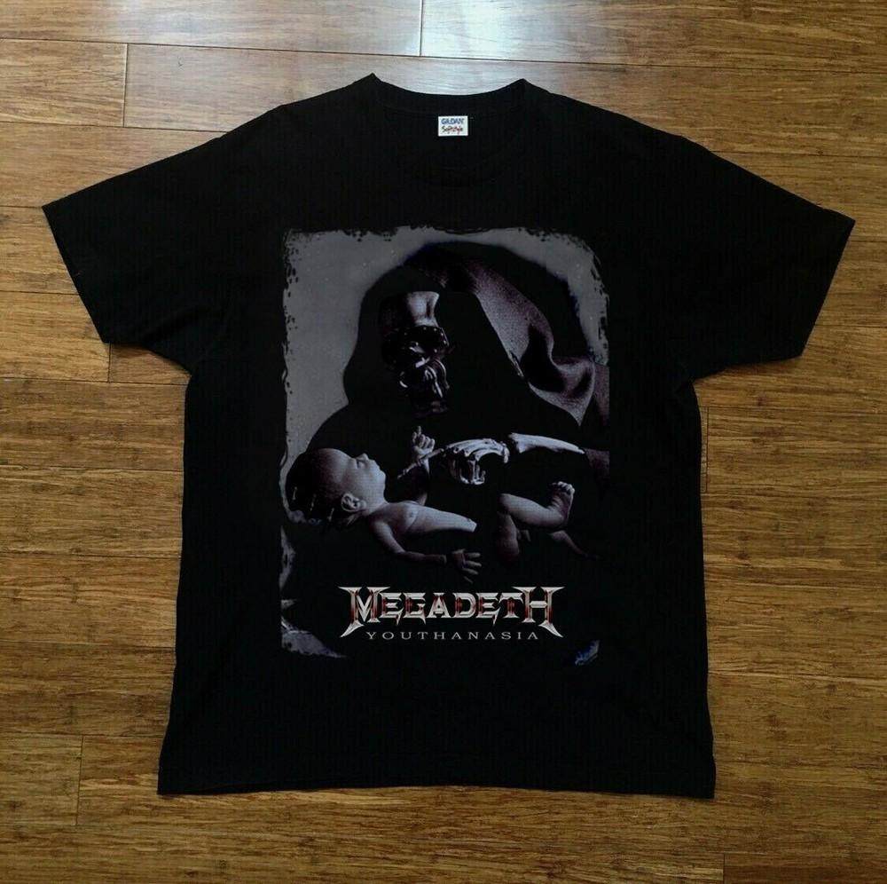 Винтажная мужская футболка Megadeth Youthanasia Gildan Редкая Черная S-234XL F004 Унисекс XL