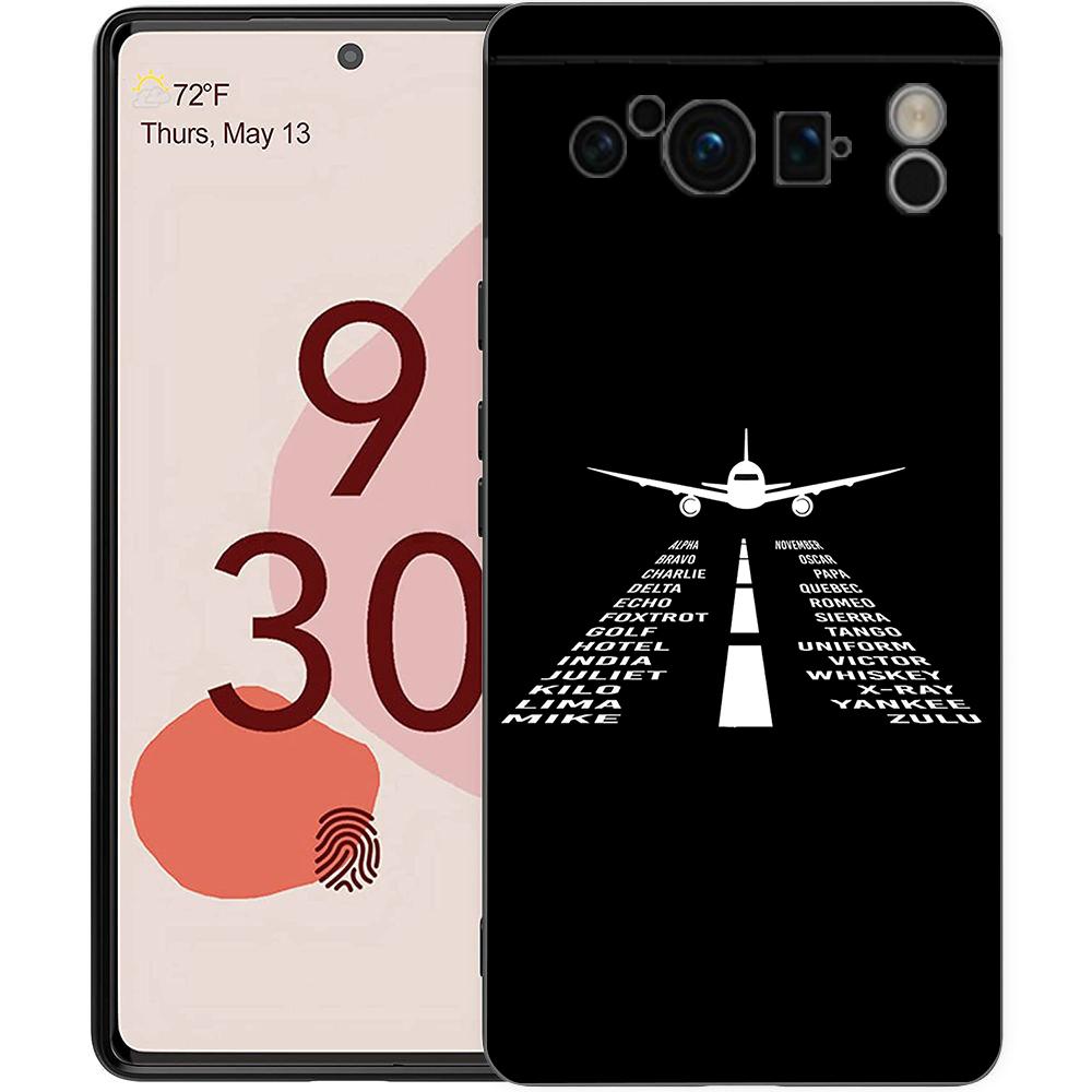 

Premium Airplane Pattern Phone Case For Google Pixel 9 8 7 6 Pro XL 8A 7A 6A TPU Shell Soft Shockproof Black Cover Pixel 8A