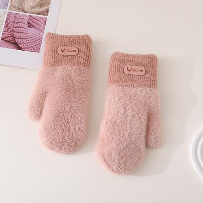 Women's Winter Velvet Thickened Warm Gloves Cute Fashion Imitation Mink Knitted Wool Going Out Riding Mittens